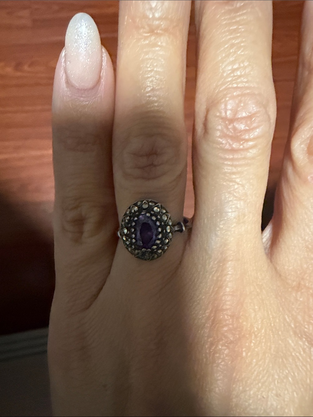 Elegant Silver Ring with Purple Gemstone